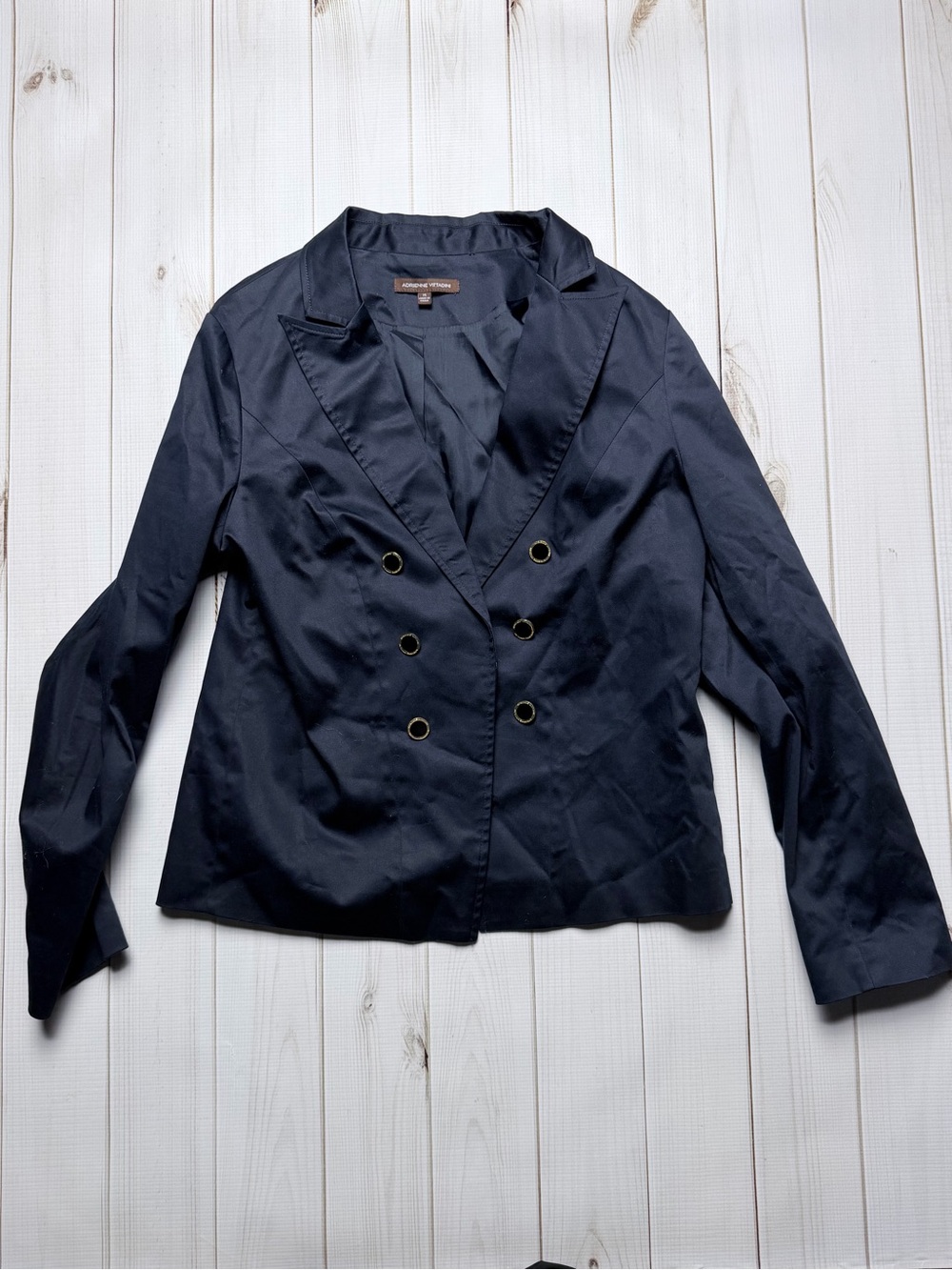 Adrienne Vittadini Navy Double-Breasted Blazer